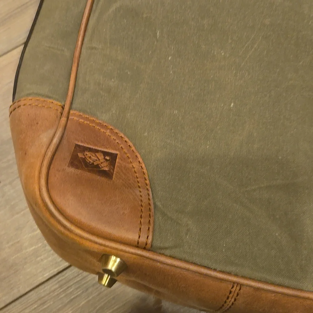 Canvas & Leather Wine Bottle Carrier Crossbody Bag Rustic Travel Picnic Tote